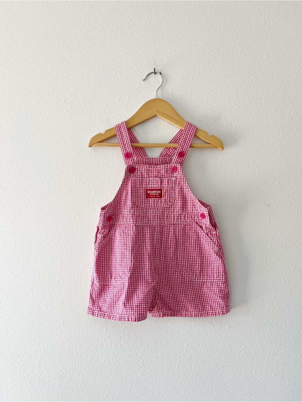 OSHKOSH | Pink Gingham Cotton Overalls | 12 mos